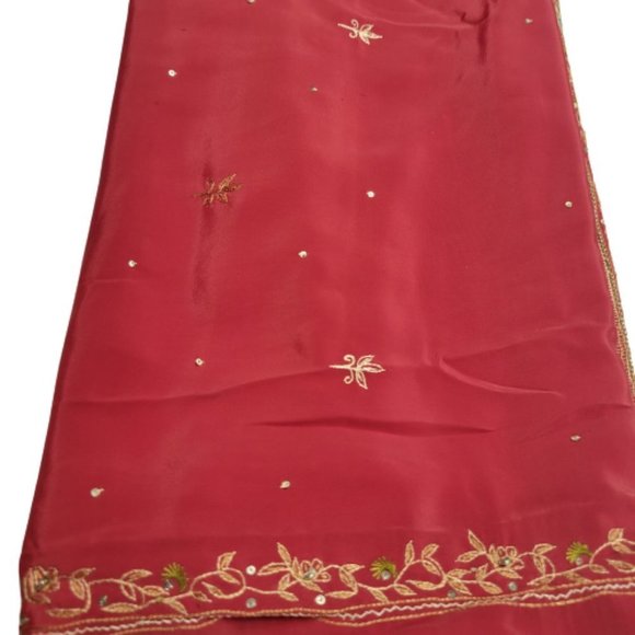 Red and Gold Ready To Wear Saree Adjustable Elastic Waist-  NEW! - Picture 5 of 13